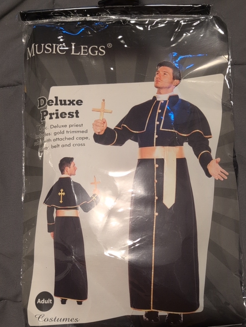 Music Legs Black and Gold Deluxe Priest Robe Costume